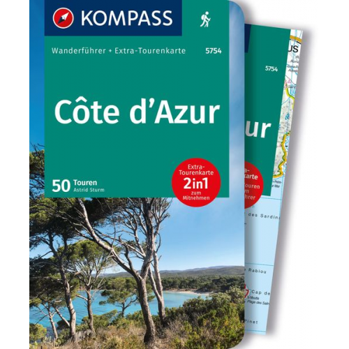 Astrid Sturm - KOMPASS Wanderführer Côte d'Azur, Die schönsten Küsten- und Bergwanderungen, 50 Touren mit Extra-Tourenkarte