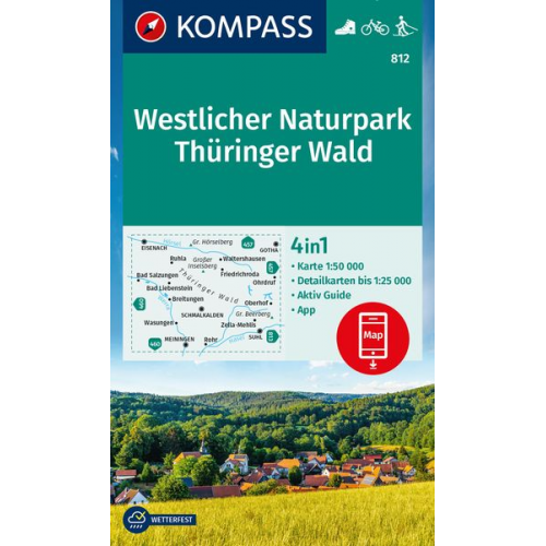 KOMPASS Wanderkarte 812 Westlicher Naturpark Thüringer Wald 1:50.000