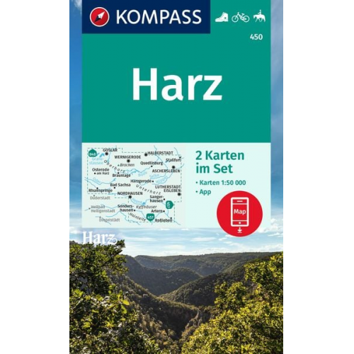 KOMPASS Wanderkarten-Set 450 Harz (2 Karten) 1:50.000