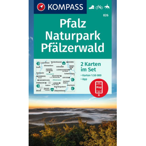 KOMPASS Wanderkarten-Set 826 Pfalz, Naturpark Pfälzerwald (2 Karten) 1:50.000