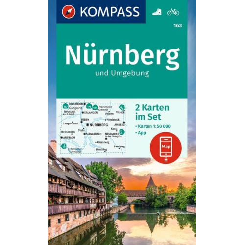 KOMPASS Wanderkarten-Set 163 Nürnberg und Umgebung (2 Karten) 1:50.000