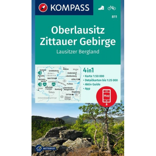 KOMPASS Wanderkarte 811 Oberlausitz, Zittauer Gebirge, Lausitzer Bergland 1:50.000