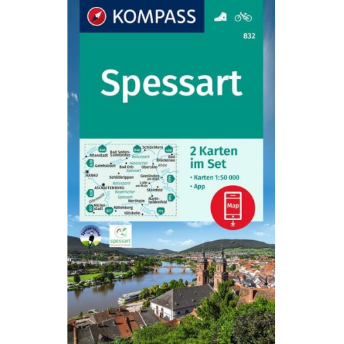 KOMPASS Wanderkarten-Set 832 Spessart (2 Karten) 1:50.000