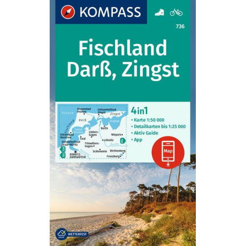 KOMPASS Wanderkarte 736 Fischland, Darß, Zingst 1:50.000