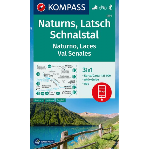 KOMPASS Wanderkarte 051 Naturns, Latsch, Schnalstal / Naturno, Laces, Val Senales 1:25.000