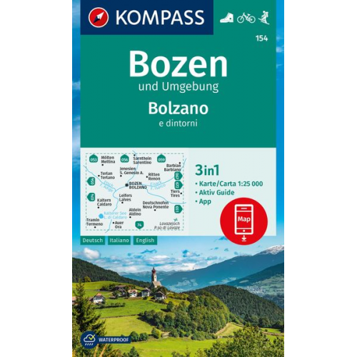 KOMPASS Wanderkarte 154 Bozen und Umgebung / Bolzano e dintorni 1:25.000