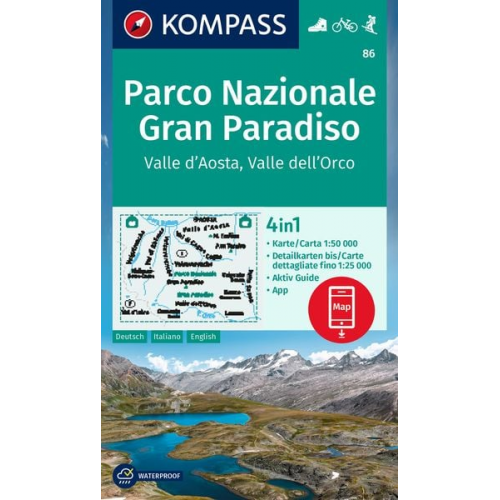 KOMPASS Wanderkarte 86 Parco Nazionale Gran Paradiso, Valle d'Aosta, Valle dell'Orco 1:50.000