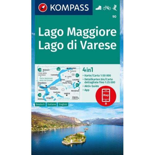 KOMPASS Wanderkarte 90 Lago Maggiore, Lago di Varese 1:50.000