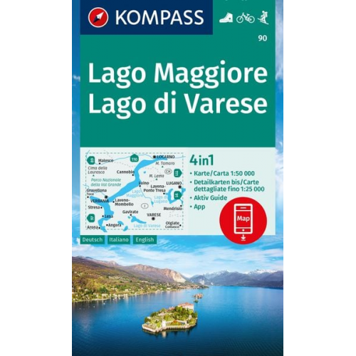 KOMPASS Wanderkarte 90 Lago Maggiore, Lago di Varese 1:50.00