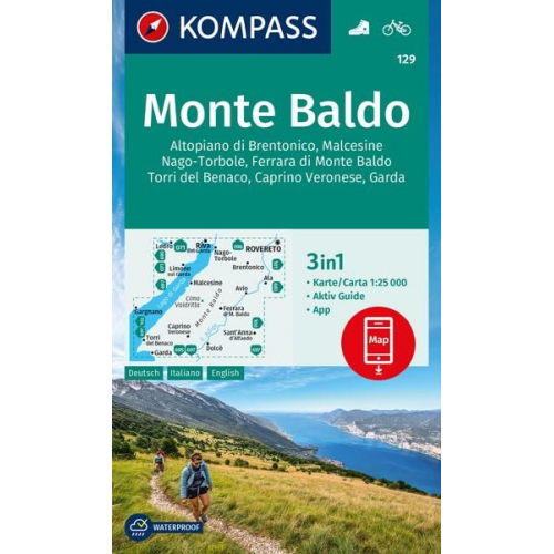 KOMPASS Wanderkarte 129 Monte Baldo, Malcesine, Nago-Torbole, Garda 1:25.000