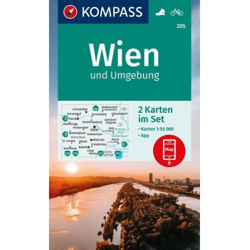 KOMPASS Wanderkarten-Set 205 Wien und Umgebung (2 Karten) 1:50.000