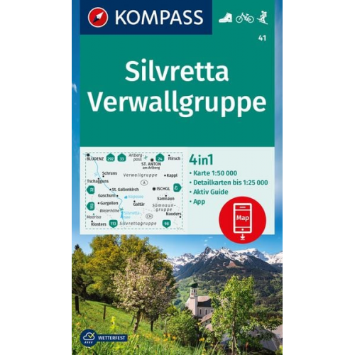 KOMPASS Wanderkarte 41 Silvretta, Verwallgruppe 1:50.000