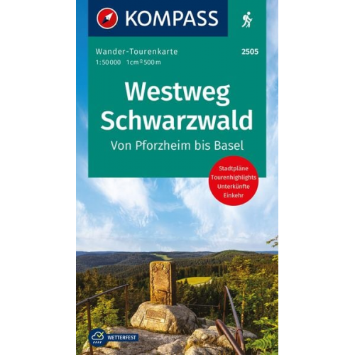 KOMPASS Wander-Tourenkarte Westweg Schwarzwald 1:50.000