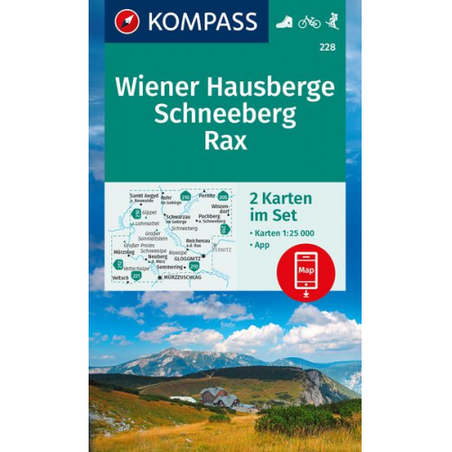 KOMPASS Wanderkarten-Set 228 Wiener Hausberge, Schneeberg, Rax (2 Karten) 1:25.000