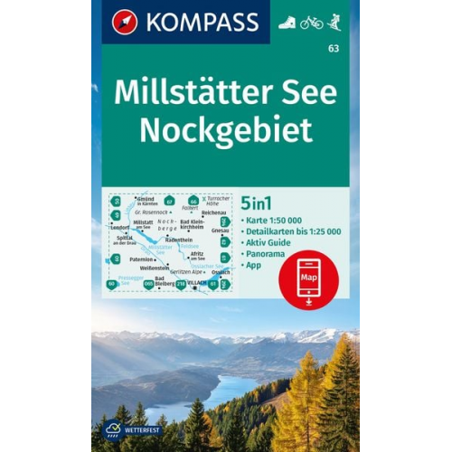 KOMPASS Wanderkarte 63 Millstätter See, Nockgebiet 1:50.000