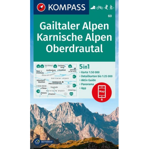 KOMPASS Wanderkarte 60 Gailtaler Alpen, Karnische Alpen, Oberdrautal 1:50.000