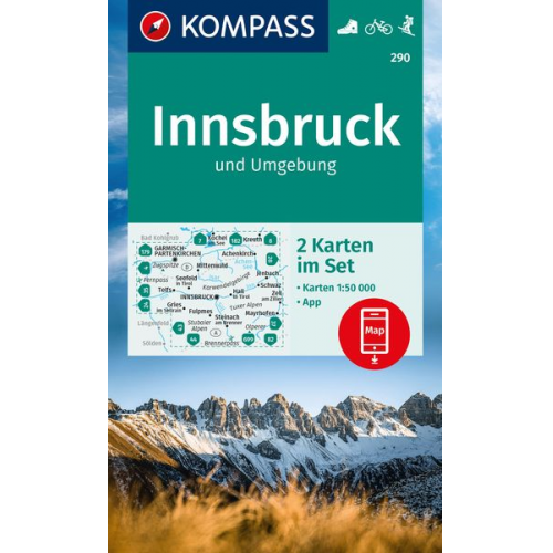 KOMPASS Wanderkarten-Set 290 Innsbruck und Umgebung (2 Karten) 1:50.000