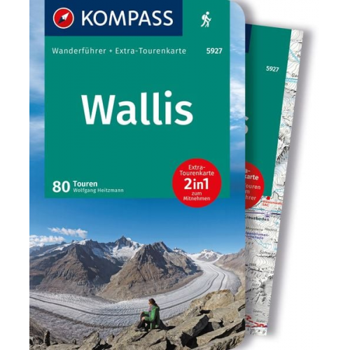 Wolfgang Heitzmann - KOMPASS Wanderführer Wallis, 80 Touren mit Extra-Tourenkarte