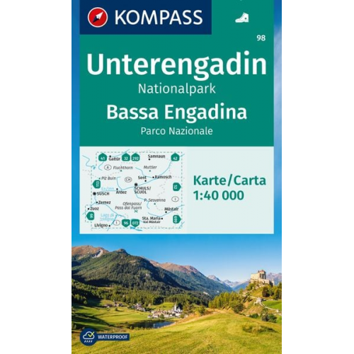 KOMPASS Wanderkarte 98 Unterengadin, Nationalpark / Bassa Engadina, Parco Nazionale 1:40.000