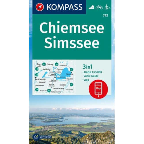 KOMPASS Wanderkarte 792 Chiemsee, Simssee 1:25.000