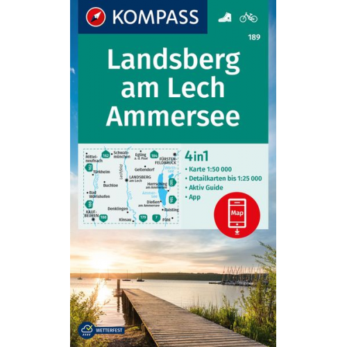 KOMPASS Wanderkarte 189 Landsberg am Lech, Ammersee 1:50.000