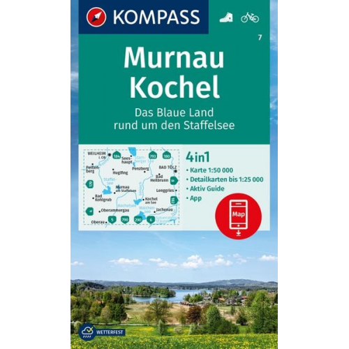 KOMPASS Wanderkarte 7 Murnau, Kochel - Das blaue Land rund um den Staffelsee 1:50.000