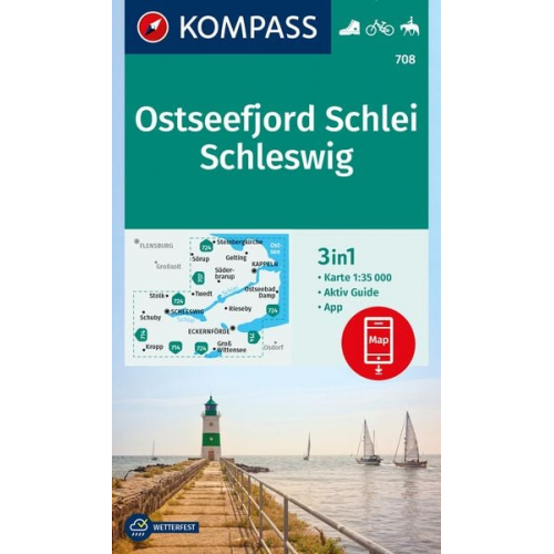 KOMPASS Wanderkarte 708 Ostseefjord Schlei, Schleswig 1:35.000