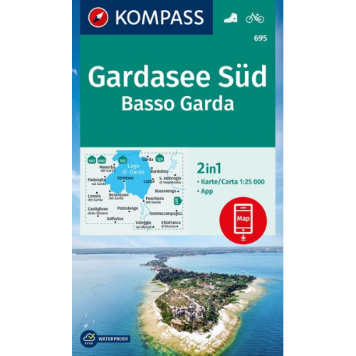 KOMPASS Wanderkarte 695 Gardasee Süd, Basso Garda 1:25.000