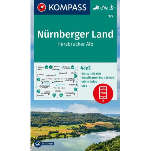 KOMPASS Wanderkarte 172 Nürnberger Land, Hersbrucker Alb 1:50.000