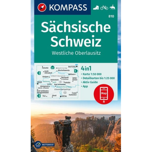 KOMPASS Wanderkarte 810 Sächsische Schweiz, Westliche Oberlausitz 1:50.000