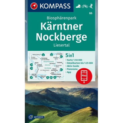 KOMPASS Wanderkarte 66 Biosphärenpark Kärntner Nockberge, Liesertal 1:50.000