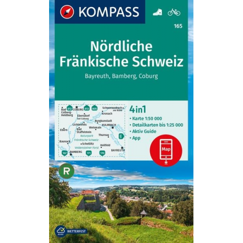 KOMPASS Wanderkarte 165 Nördliche Fränkische Schweiz, Bayreuth, Bamberg, Coburg 1:50.000