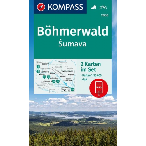 KOMPASS Wanderkarten-Set 2000 Böhmerwald, Sumava (2 Karten) 1:50.000