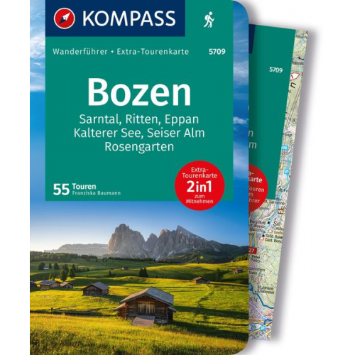 KOMPASS Wanderführer Bozen, Sarntal, Ritten, Eppan, Kalterer See, Seiser Alm, Rosengarten, 55 Touren mit Extra-Tourenkarte