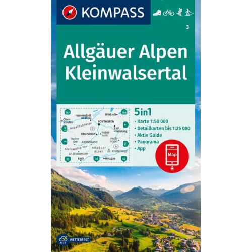 KOMPASS Wanderkarte 3 Allgäuer Alpen, Kleinwalsertal 1:50.000