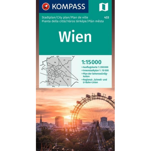 KOMPASS Stadtplan Wien 1:15.000