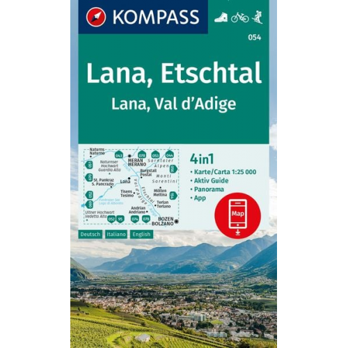 KOMPASS Wanderkarte 054 Lana, Etschtal / Lana, Val d´Adige 1:25.000