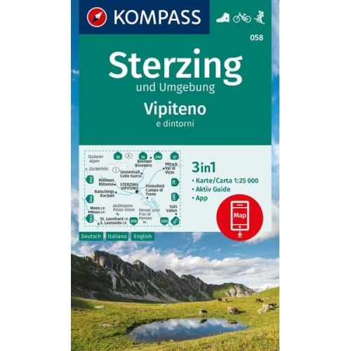 KOMPASS Wanderkarte 058 Sterzing und Umgebung, Vipteno e dintorni 1:25.000