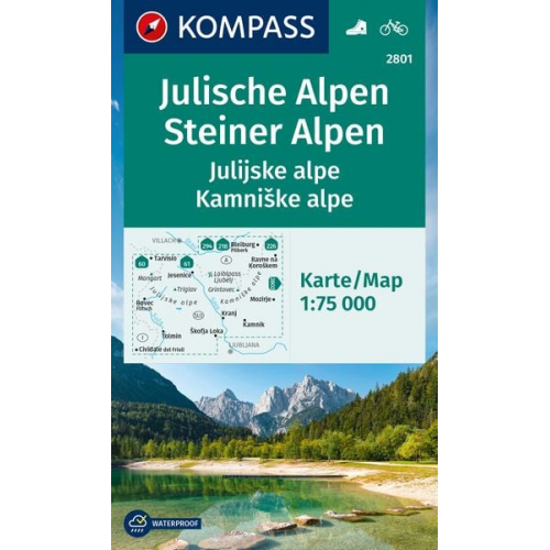 KOMPASS Wanderkarte 2801 Julische Alpen/Julijske alpe, Steiner Alpen/Kamniske alpe 1:75.000