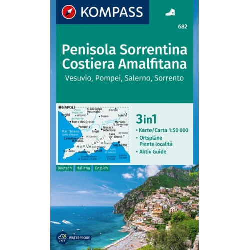 KOMPASS Wanderkarte 682 Penisola Sorrentina, Costiera Amalfitana, Vesuvio, Pompei, Salerno, Sorrento 1:50.000