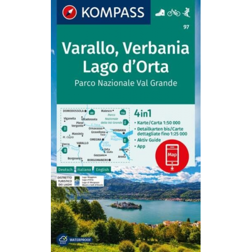 KOMPASS Wanderkarte 97 Varallo, Verbania, Lago d'Orta, Parco Nazionale Val Grande 1:50.000