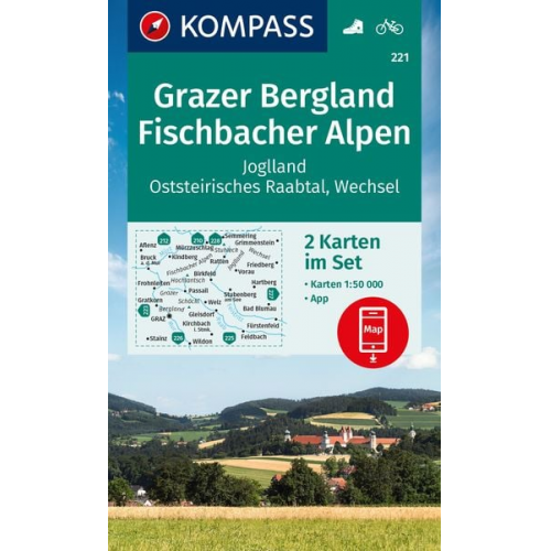 KOMPASS Wanderkarten-Set 221 Grazer Bergland, Fischbacher Alpen (2 Karten) 1:50.000