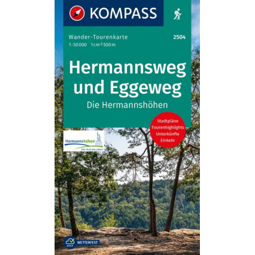 KOMPASS Wander-Tourenkarte Hermannsweg und Eggeweg, Die Hermannshöhen 1:50.000