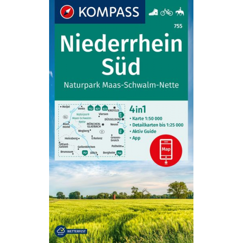 KOMPASS Wanderkarte 755 Niederrhein Süd, Naturpark Maas-Schwalm-Nette 1:50.000