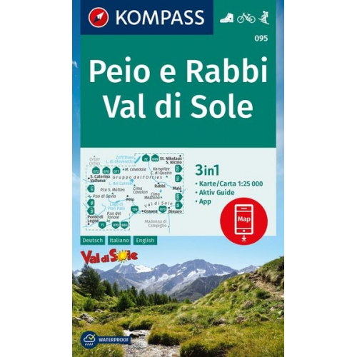 KOMPASS Wanderkarte 095 Peio e Rabbi, Val di Sole 1:25.000