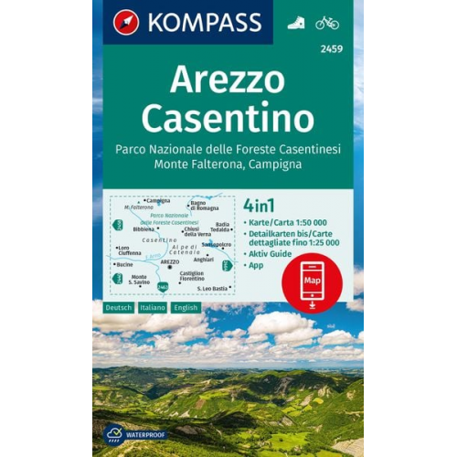 KOMPASS Wanderkarte 2459 Arezzo, Casentino, Parco Nazionale delle Foreste Casentinesi, Monte Falterona, Campigna 1:50.000