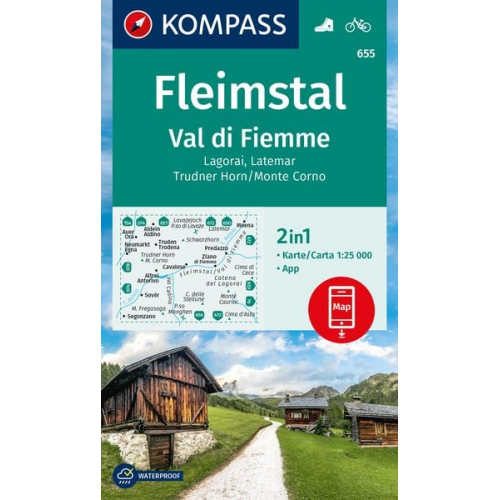 KOMPASS Wanderkarte 655 Fleimstal / Val di Fiemme, Lagorai, Latemar, Trudner Horn, Monte Corno 1:25.000