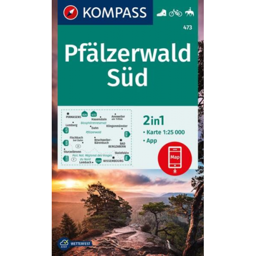 KOMPASS Wanderkarte 473 Pfälzerwald Süd 1:25.000