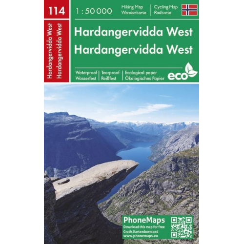 Hardangervidda West, Wander - Radkarte 1 : 50 000