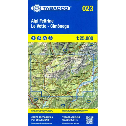 Tabacco Wandern Alpi Feltrine 1:25000